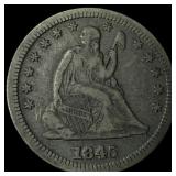 1845 Silver Seated Liberty Quarter NEARLY  UNCIRC