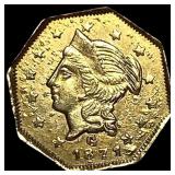 1871 California Gold 1 Dollar Token CLOSELY  UNCI