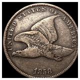 1858 Copper-Nickel Flying Eagle Cent NEARLY UNCIRC