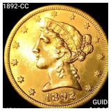 1892-CC $5 Gold Half Eagle UNCIRCULATED