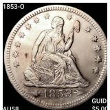 1853-O Seated Liberty Quarter CHOICE AU