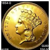 1854-O $3 Gold Piece CHOICE AU