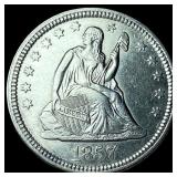 1857 Silver Seated Liberty Quarter  UNCIRCULATED