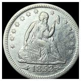 1853 Arrows/Rays Seated Liberty Silver  Quarter C