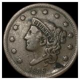 1838 Coronet Head Large Cent LIGHTLY  CIRCULATED