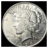 1924-S Silver Peace Dollar CHOICE AU