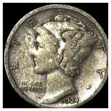 1924-S Silver Mercury Dime LIGHTLY CIRCULATED