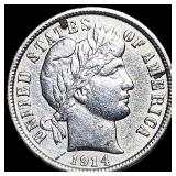 1914-D Silver Barber Dime CHOICE AU