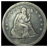 1857-O Silver Seated Liberty Quarter ABOUT  UNCIR