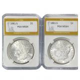 [2] 1881-S Morgan Silver Dollar PGA MS64