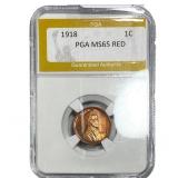 1918 Wheat Cent PGA MS65 RD