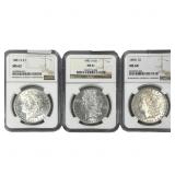 [3] 1881-1890 Morgan Silver Dollar NGC MS60-MS62