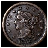 1855 Braided Hair Large Cent NEARLY UNCIRCULATED