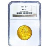1881 $10 Gold Eagle NGC MS61