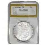 1878 Rev. 79 Morgan Silver Dollar PGA MS63