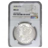1878-S Morgan Silver Dollar NGC MS63