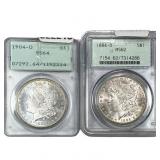[2] 1884-1904 Morgan Silver Dollar PCGS MS62/MS64