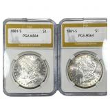[2] 1881-S Morgan Silver Dollar PGA MS64