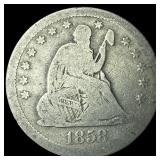 1858-S Silver Seated Liberty Quarter NICELY  CIRC