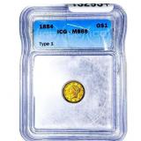 1854 Rare Gold Dollar ICG MS65