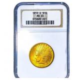 1910-D $10 Gold Eagle NGC MS65
