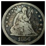 1856-O Silver Seated Liberty Quarter LIGHTLY  CIR