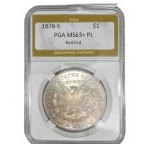 1878-S Morgan Silver Dollar PGA MS63+ PL Roll End