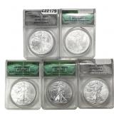 [5] 2007-2011 Silver Eagle ANACS MS69/MS70
