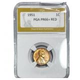 1951 Wheat Cent PGA PR66+ Red