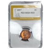 1887 Indian Head Cent PGA MS64 Red