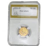 1914-D $2.50 Gold Quarter Eagle PGA MS65