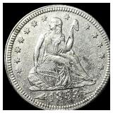 1853 Arrows/Rays Seated Liberty Quarter  NEARLY U