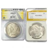 [2] 1889S-1890S Morgan Silver Dollar  MS61/AU50
