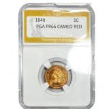 1840 Indian Head Cent PGA PR66 Cameo Red