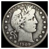 1909 Silver Barber Half Dollar LIGHTLY  CIRCULATE