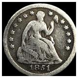 1851-O Silver Seated Liberty Half Dime  LIGHTLY C