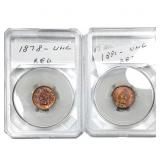 [2] 1881 & 1878 Indian Head Cent Red