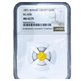 1871 Round California Gold Quarter NGC MS62 PL BG-