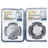2023 Peace & Morgan Dollar Lot NGC PF70/MS70