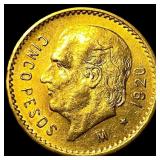 1920 Gold 5 Pesos