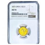1873 $2.50 Gold Quarter Eagle NGC AU55 Open 3