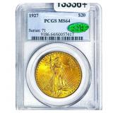 1927 CAC $20 Gold Double Eagle PCGS MS64