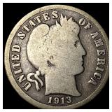 1913-S Silver Barber Dime NICELY CIRCULATED