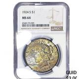 1924 Silver Peace Dollar NGC MS64