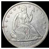 1870-S Silver Seated Liberty Half Dollar  NEARLY