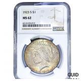 1923-S Silver Peace Dollar NGC MS62