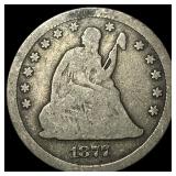 1877-CC Silver Seated Liberty Quarter NICELY  CIR