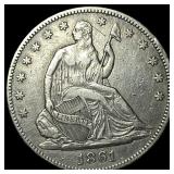 1861 Silver Seated Liberty Half Dollar NEARLY  UN