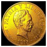 1915 Cuba .9675oz Gold 20 Pesos CLOSELY UNC
