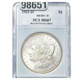 1921-D Morgan Silver Dollar PCS MS67
